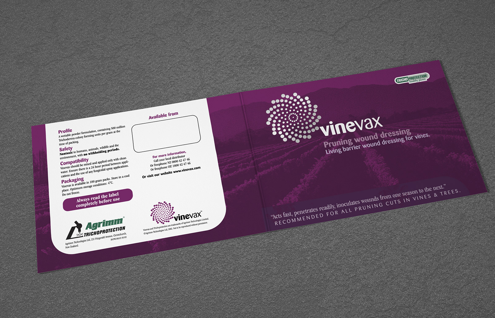 Vinevax PWD brochure redesign outside cover spread