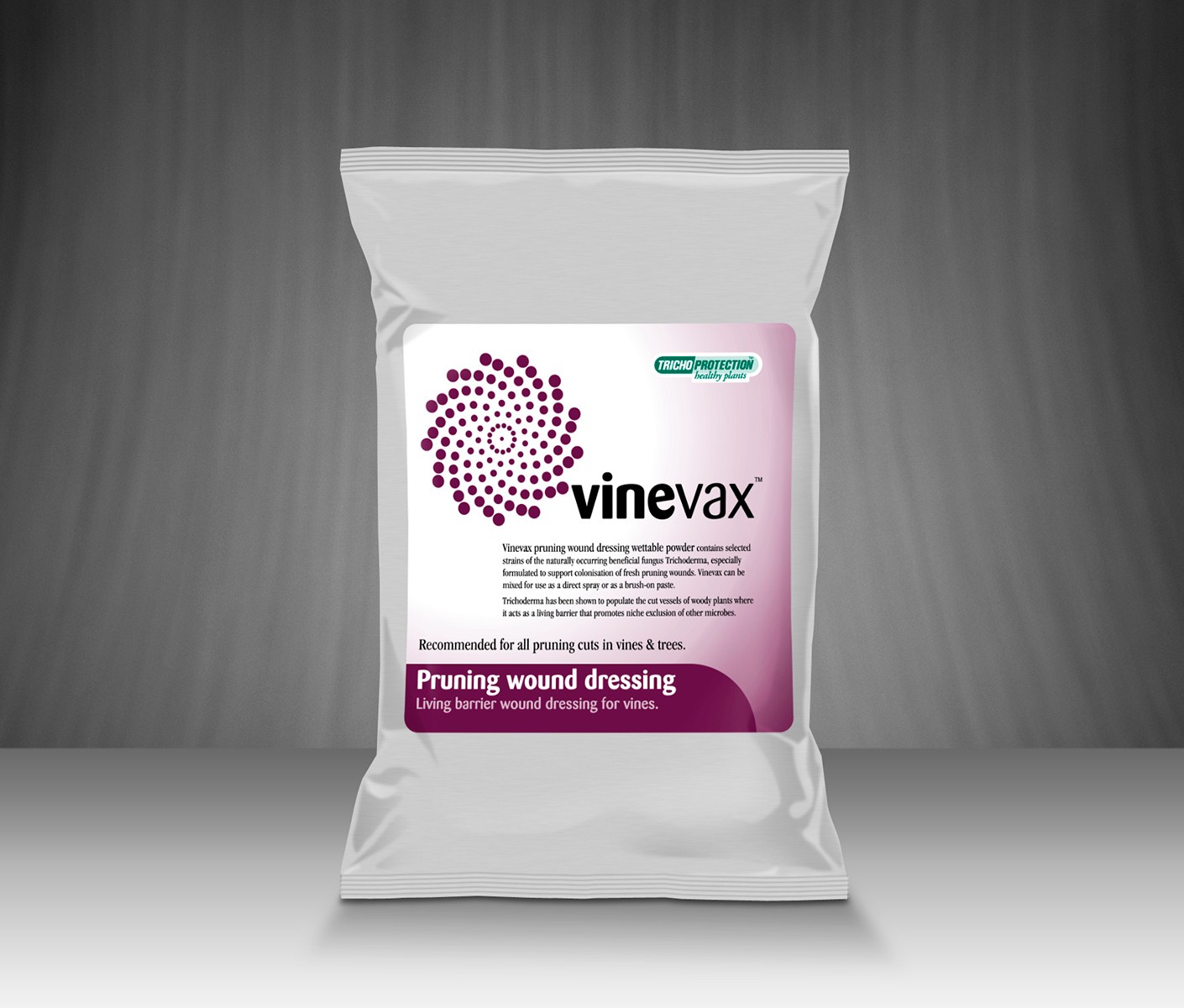 Agrimm trichoprotection, Vinevax, Pruning wound dressing, self-adhesive label, foil pouch, vacuum pack