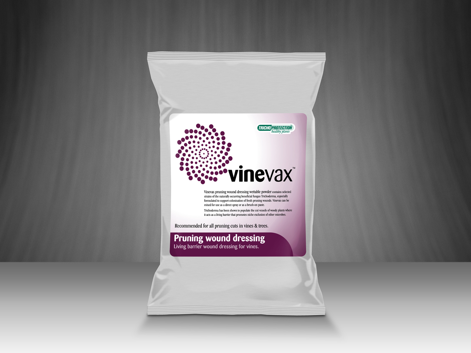 Agrimm trichoprotection, Vinevax, Pruning wound dressing, self-adhesive label, foil pouch, vacuum pack