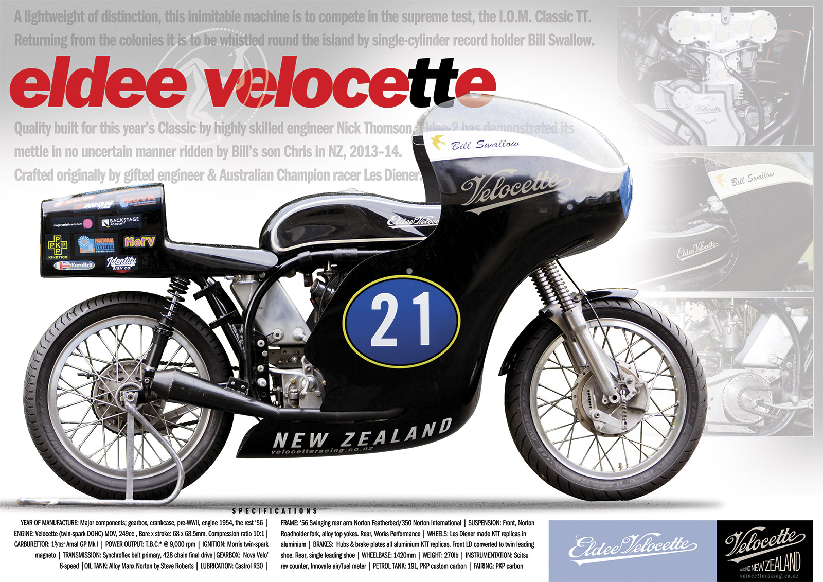 Eldee 2, Velocette, a lightweight of distinction, launch poster, infographic, A3,
