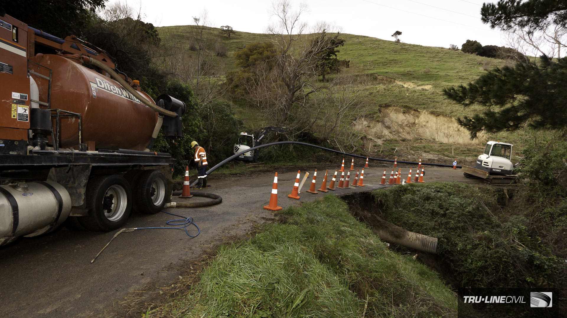 Horizontal Directional Drilling, Tru-Line Civil, Akaroa, documentary, photography, Akaroa Water Supply Stage 3, Reticulation Upgrade, Vermeer HDD,