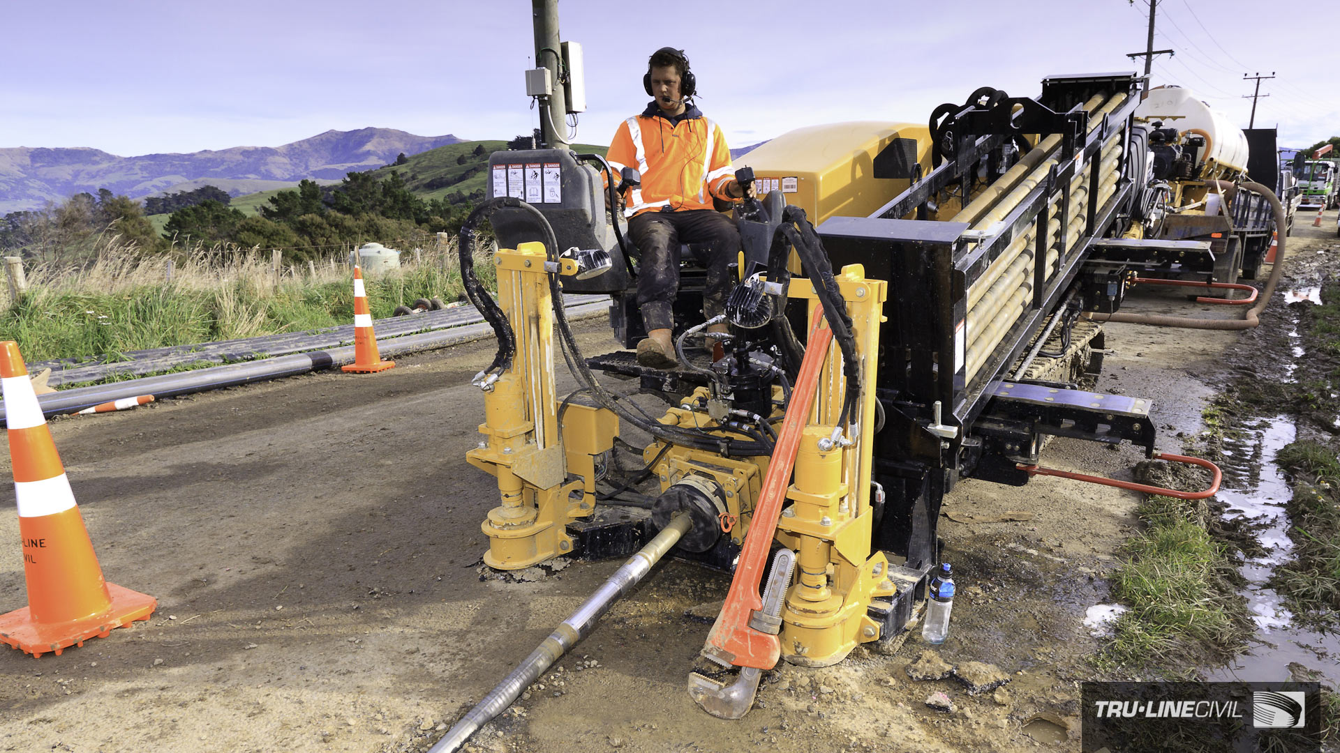 Horizontal Directional Drilling, Tru-Line Civil, Akaroa, documentary, photography, Akaroa Water Supply Stage 3, Reticulation Upgrade, Vermeer HDD,