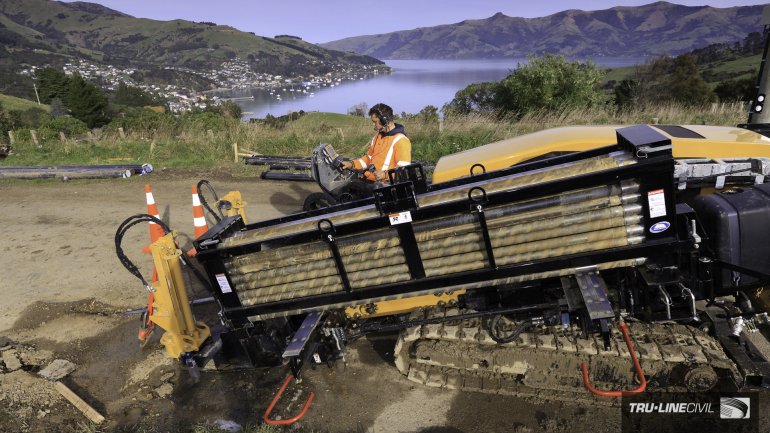 Horizontal Directional Drilling, Tru-Line Civil, Akaroa, documentary, photography, Akaroa Water Supply Stage 3, Reticulation Upgrade, Vermeer HDD,