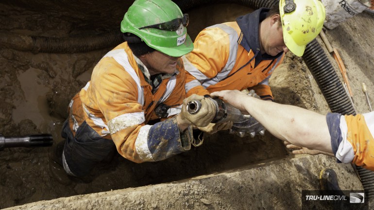 Horizontal Directional Drilling, Tru-Line Civil, Akaroa, documentary, photography, Akaroa Water Supply Stage 3, Reticulation Upgrade, Vermeer HDD,