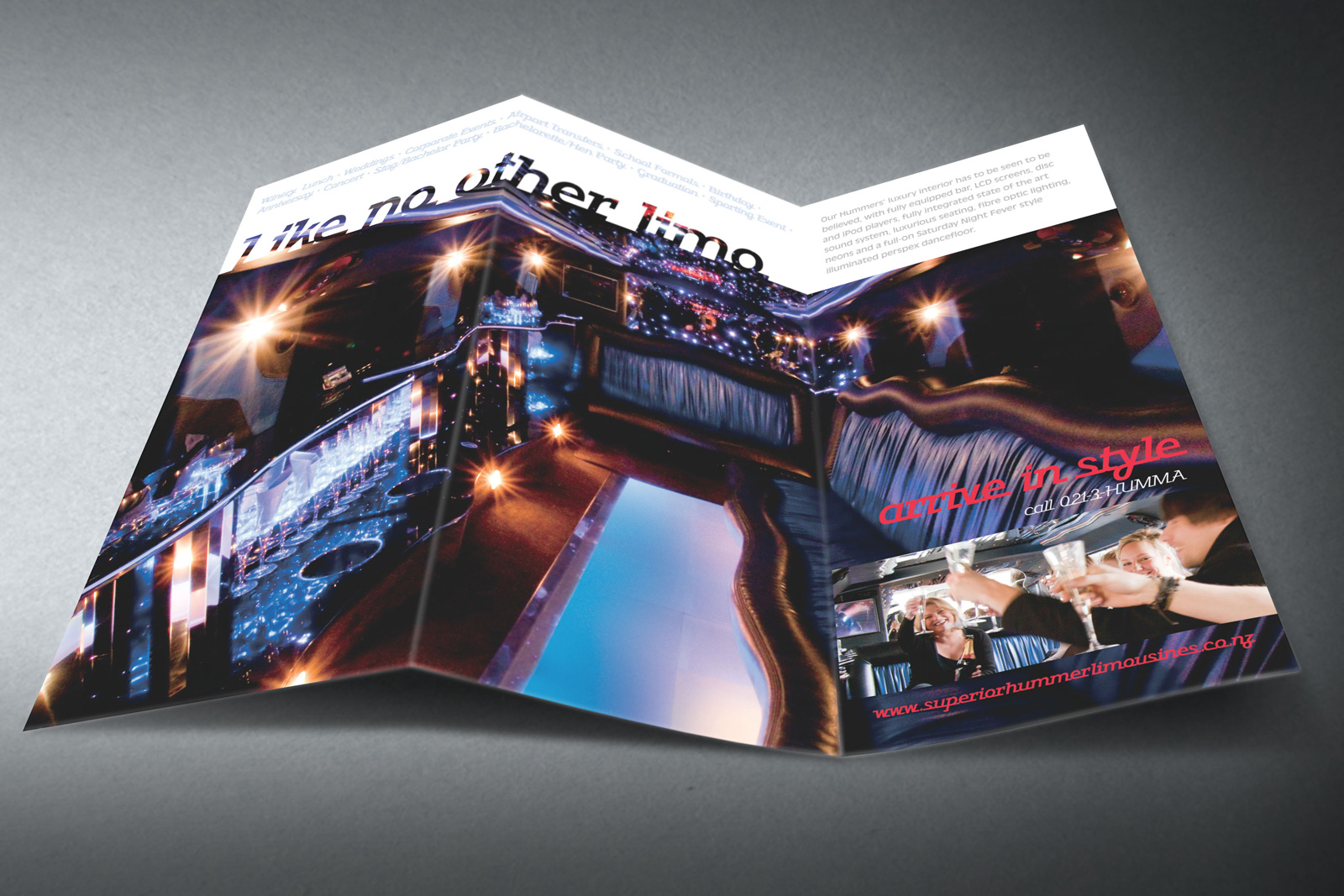 Superior Hummer Limousines, Z-fold, DLE brochure