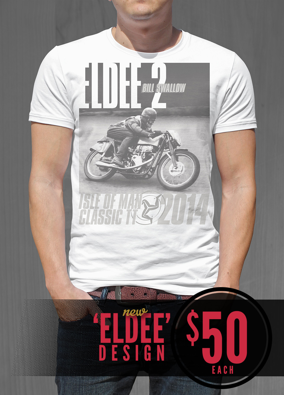 Eldee 2 Les Diener racing design white T-shirt