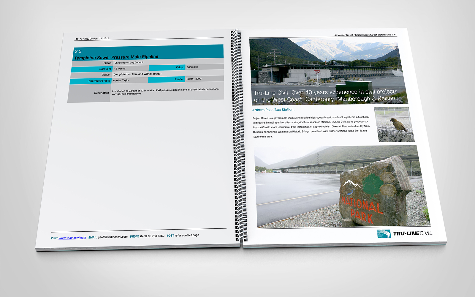 Tru-Line Civil, bid document, booklet, wire-o, stationery system, corporate stationery, document folder, Word document template