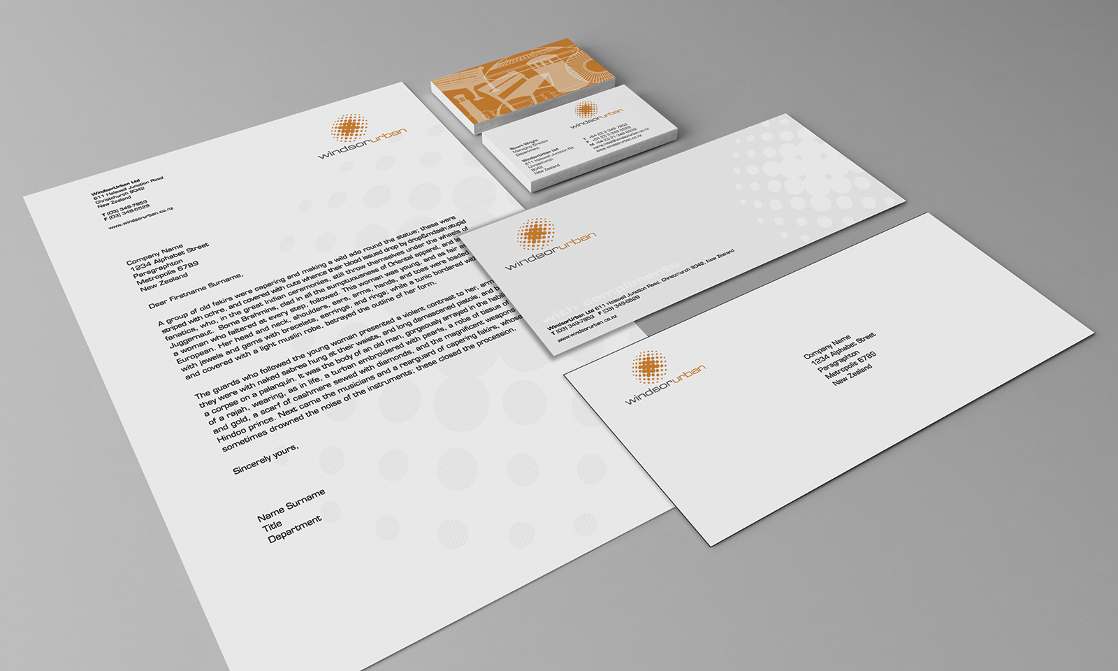 brand, logo, stationery, letterhead, business card, with compliments slip, envelope