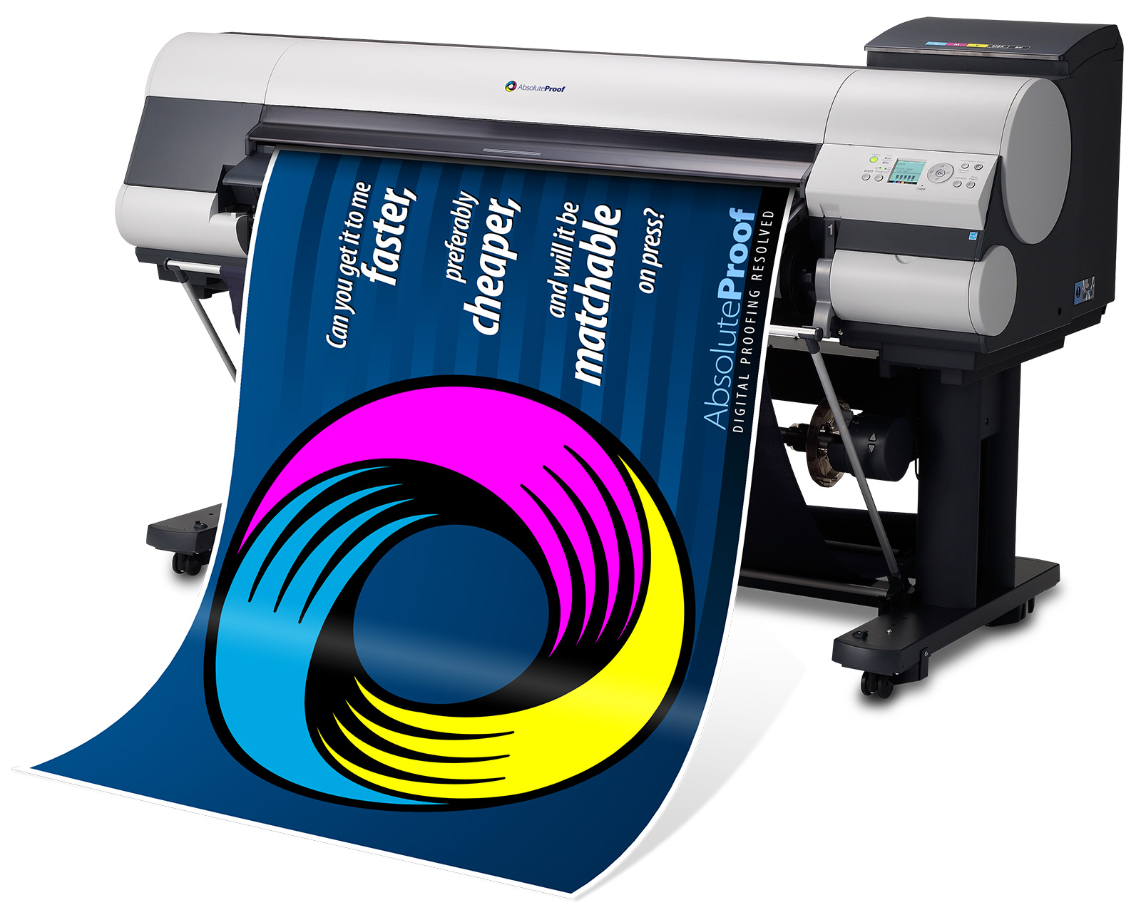 Absolute proof brand printout from wide-format inkjet