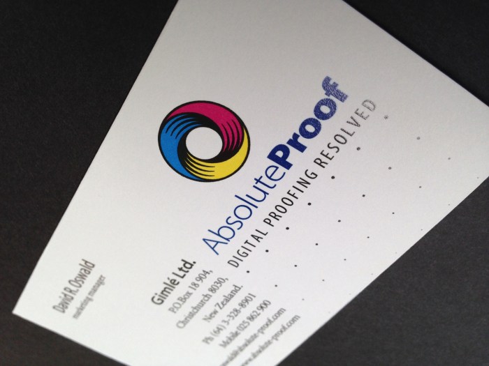 AbsoluteProof logo and business card