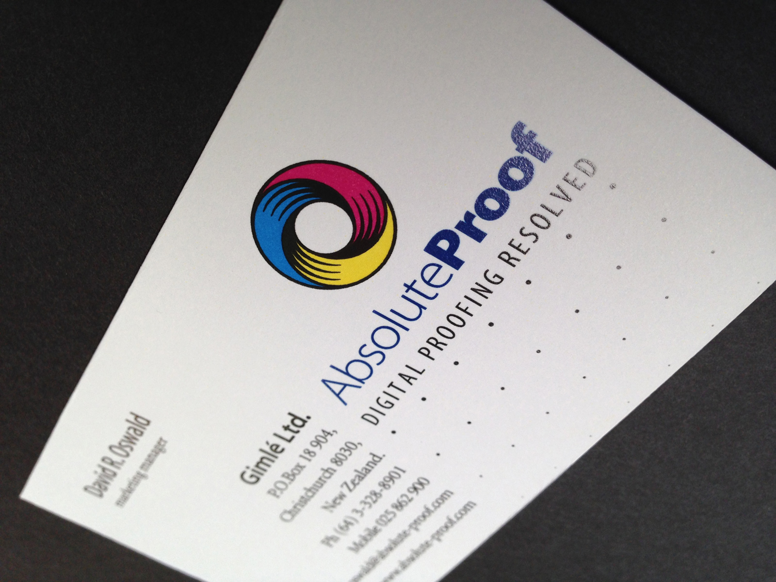 AbsoluteProof logo and business card