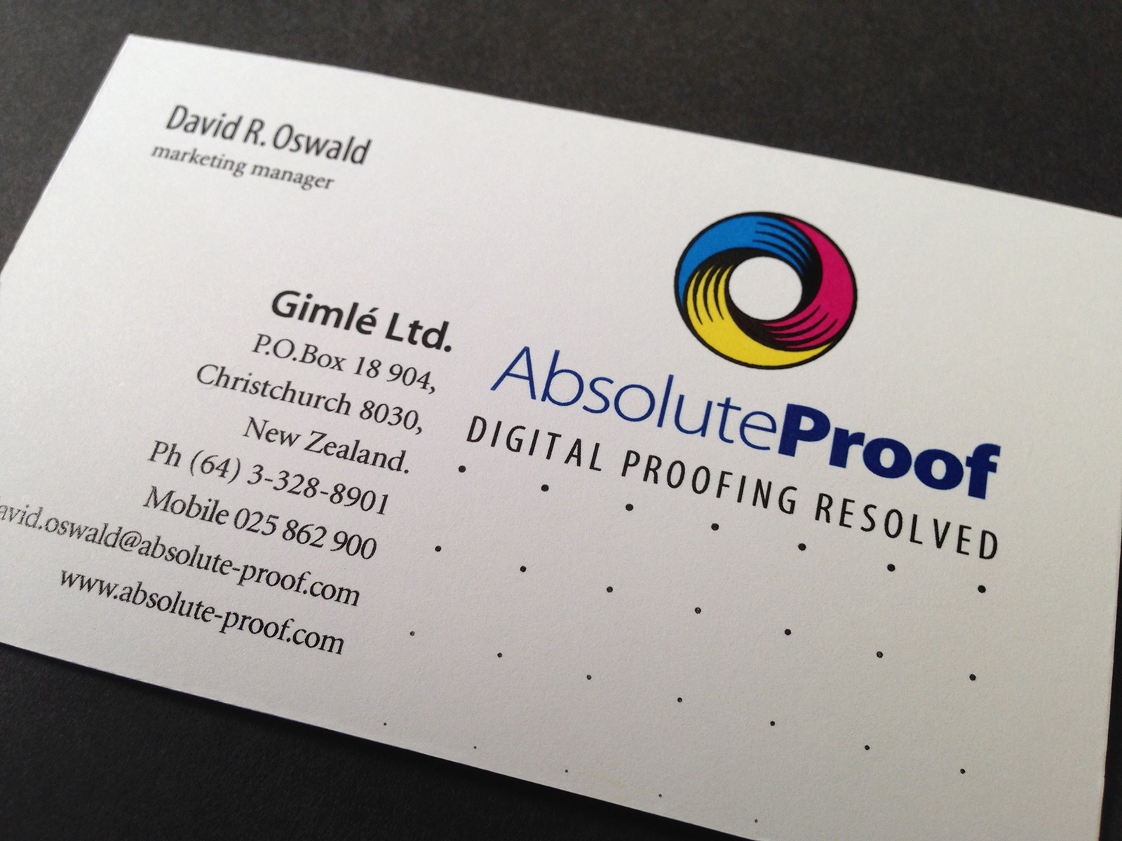 AbsoluteProof logo and business card