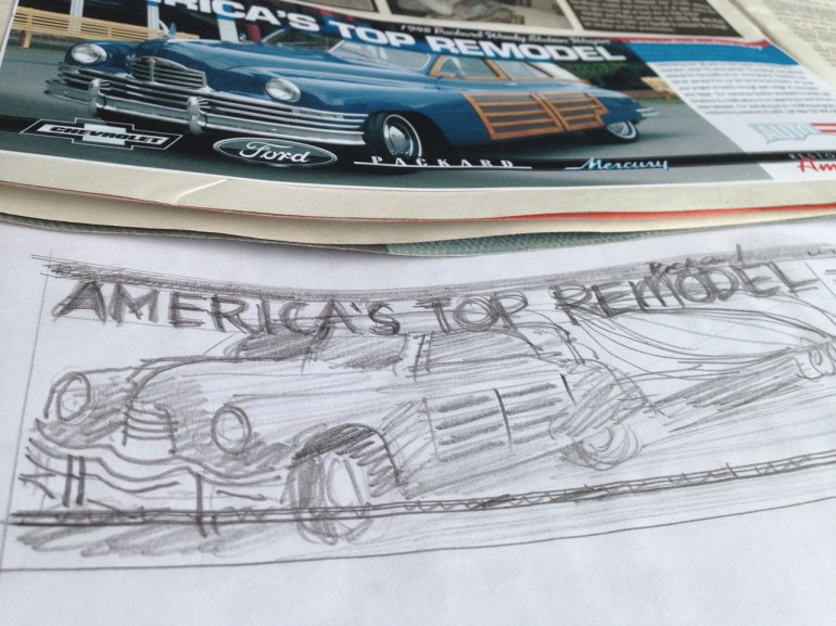 America’s top remod’ advert composite and pencil concept draft of the final photocomposite 