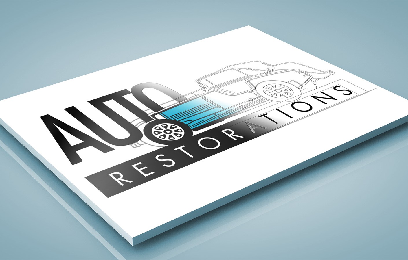 Auto Restorations logo makeover intermediate steps