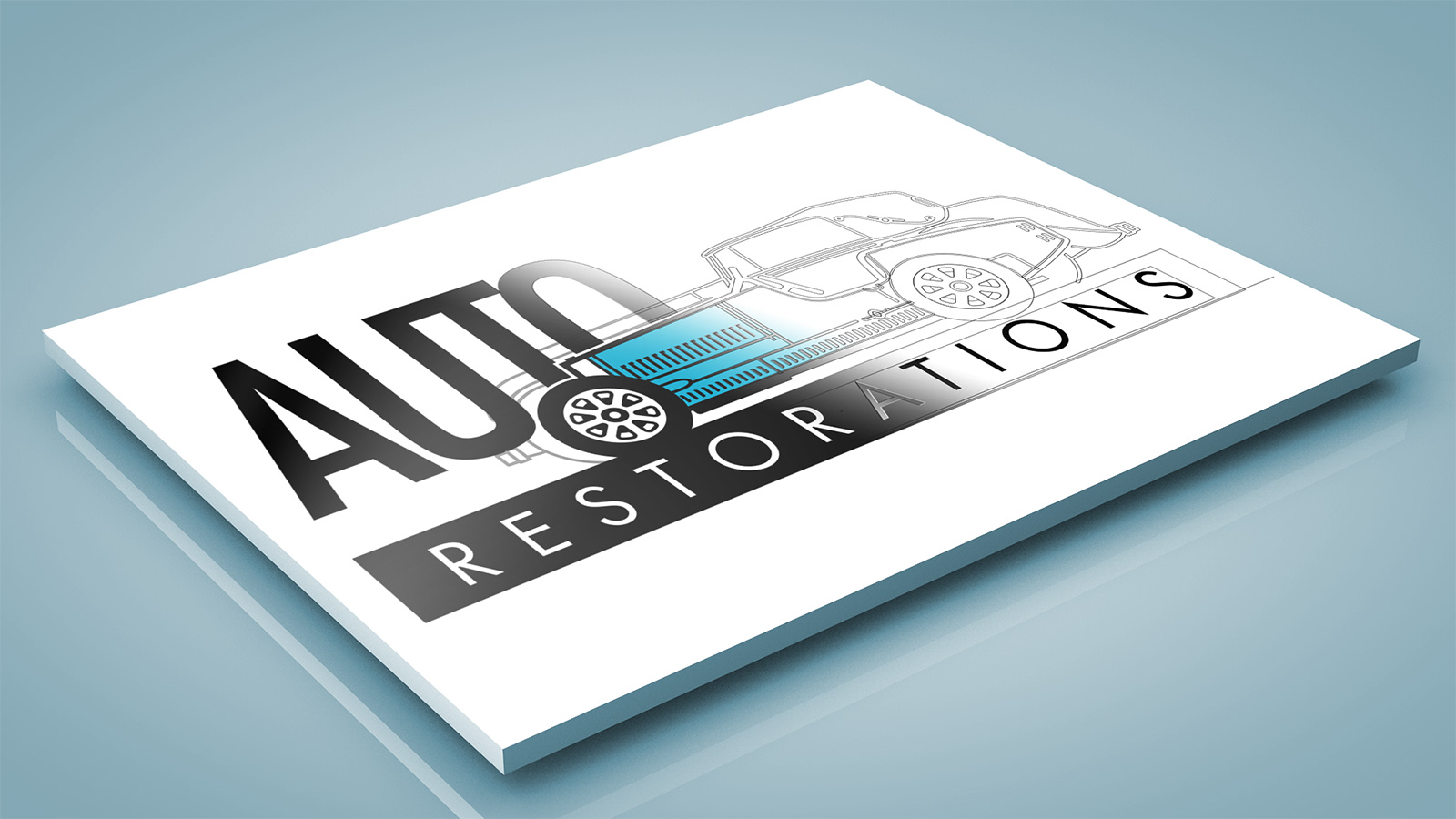 Auto Restorations logo makeover intermediate steps