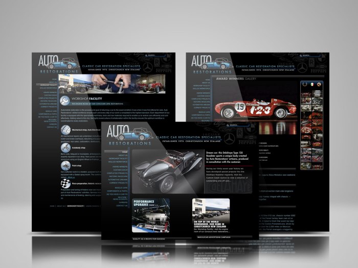 Auto Restorations’ web design showcase