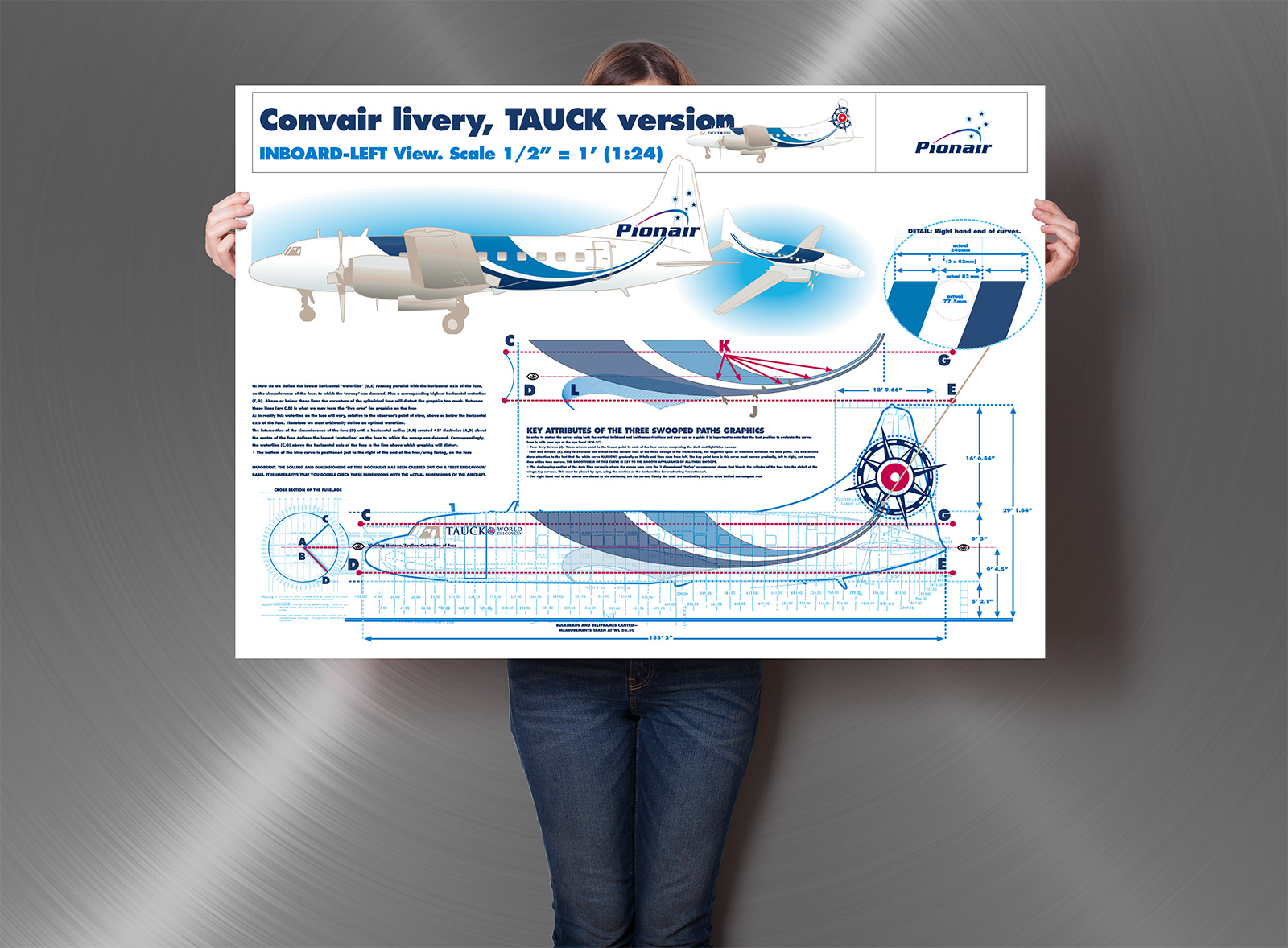 Convair CV580 aircraft livery specifications plan.