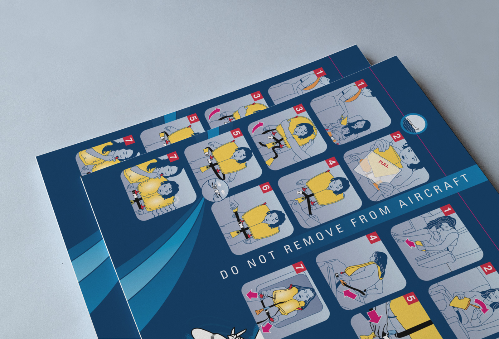 Convair CV580 Cabin Safety Instructions Card, back-over, close-up. Donning the lifejacket.