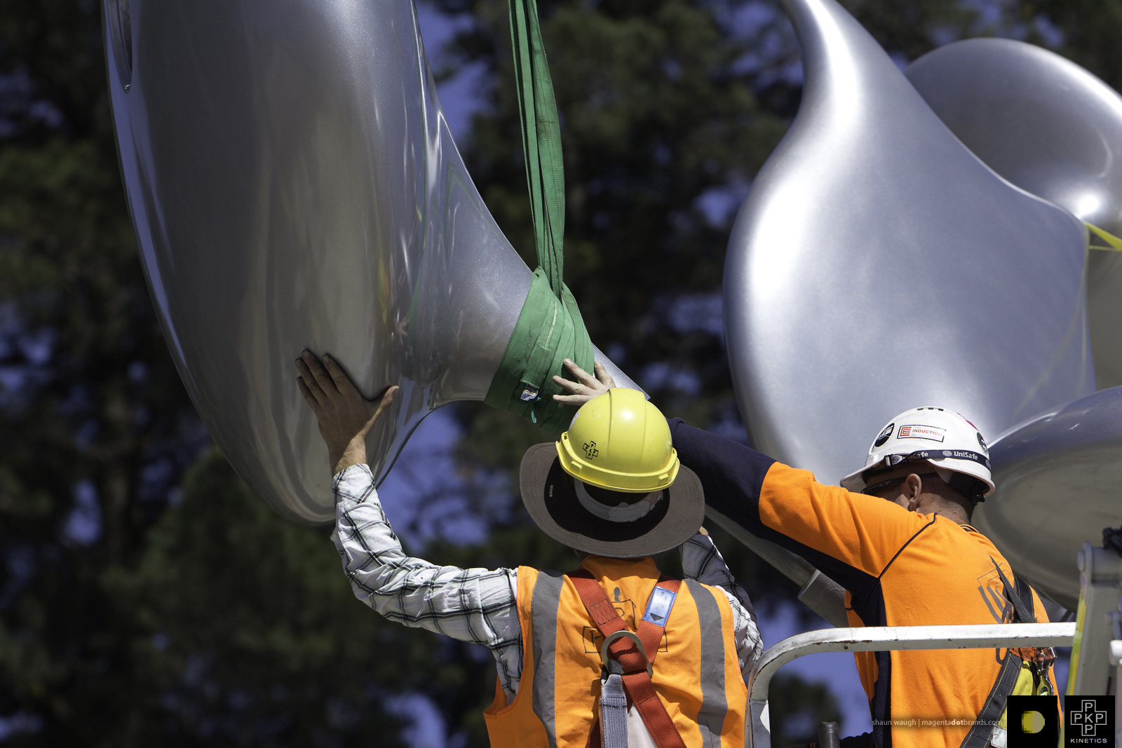 Phil Price installing the Tree of Life, Karingal, Melbourne, Australia.