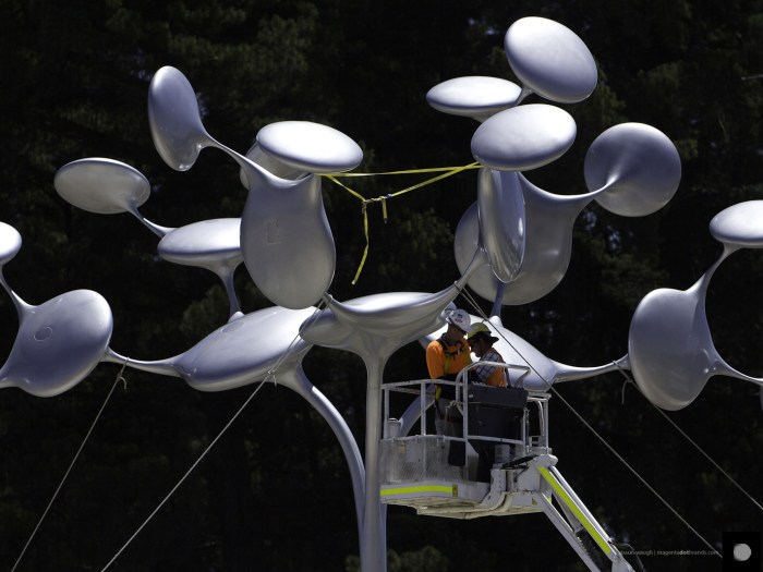 Phil Price installing the Tree of Life, Karingal, Melbourne, Australia.