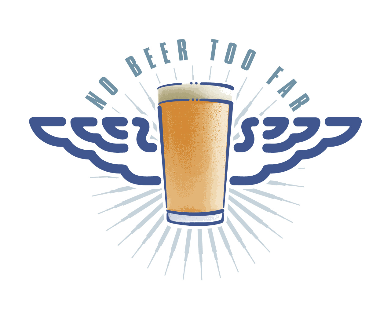 Wild Blue - Pomeroys Pub ‘No Beer Too Far’ logo for their L.R.D.G (Long Range Drinking Group)