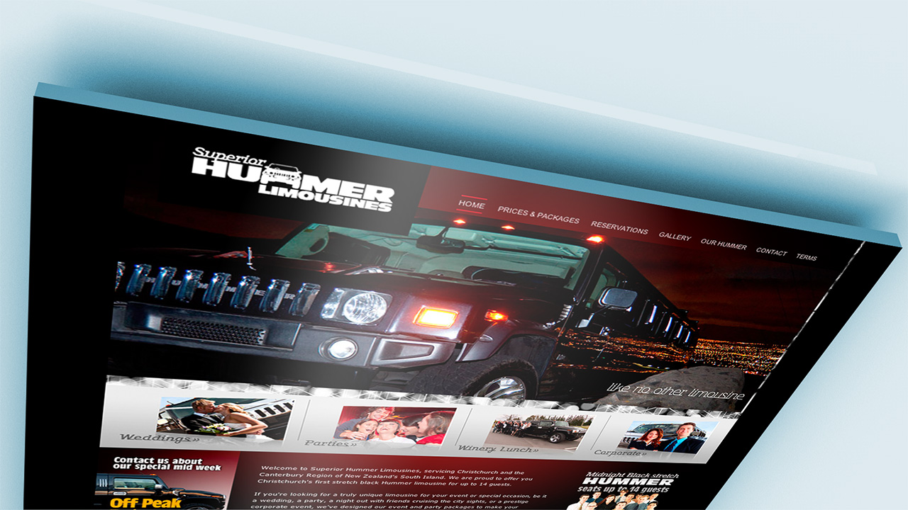 Superior Hummer Limousines Homepage mockup.