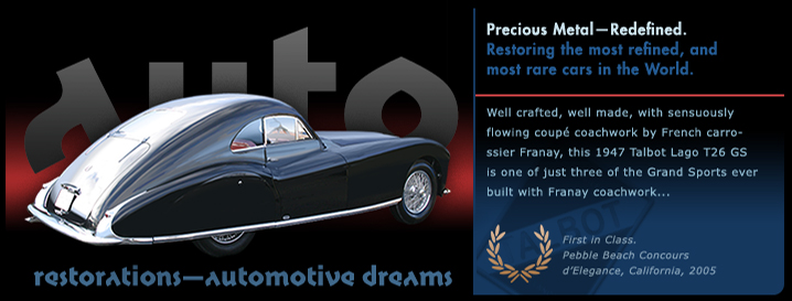 Automotive Dreams graphic, French 1947 Talbot Lago T26 GS slide from the ‘Auto Restorations—automotive dreams’ slideshow.