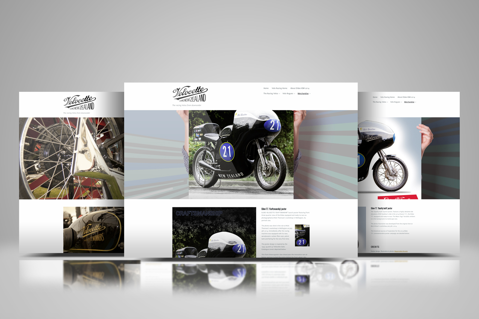 VRNZ website showcase of three pages