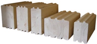 Eurowood different engineered timber log profiles, different laminated timbers.