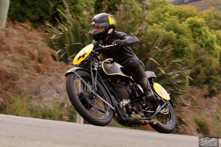 Big Velo 500, Bill Biber, Bluff HIll Climb, Burt Munro Challenge, Flagstaff Road, Motupohue, New Zealand, NZ Hill Climb Champs, Rider 4, Velocette Big Velo 500
