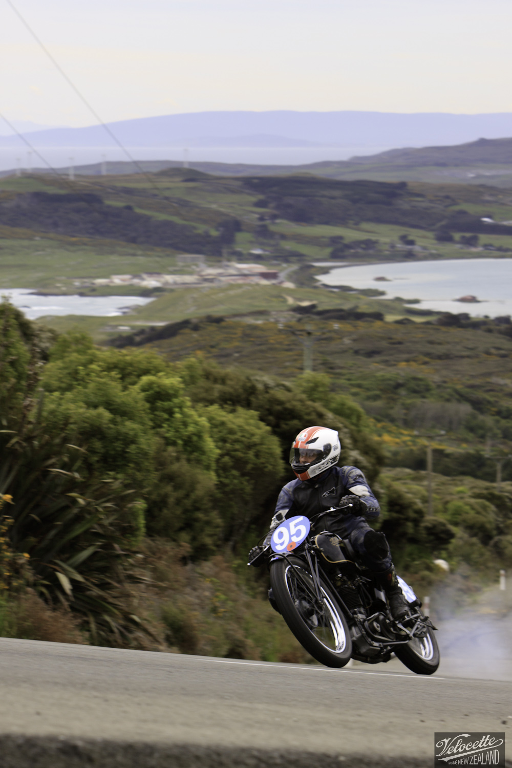 Bluff HIll Climb, Burt Munro Challenge, Flagstaff Road, Motupohue, Neville Mickleson, New Zealand, NZ Hill Climb Champs, Rider 95, Velocette KTT MKIV 350