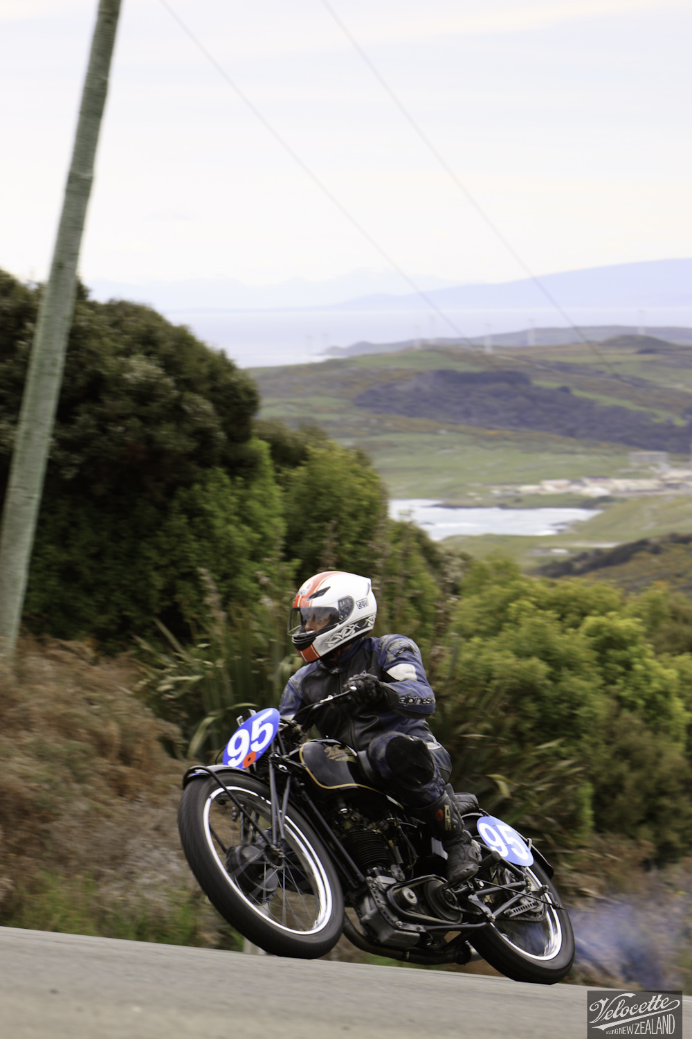 Bluff HIll Climb, Burt Munro Challenge, Flagstaff Road, Motupohue, Neville Mickleson, New Zealand, NZ Hill Climb Champs, Rider 95, Velocette KTT MKIV 350