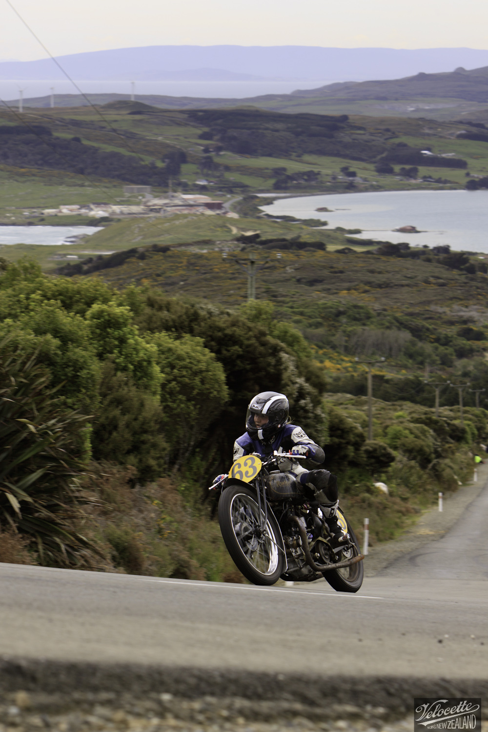 Bluff HIll Climb, Burt Munro Challenge, Flagstaff Road, Francie Winteringham, Motupohue, New Zealand, NZ Hill Climb Champs, Rider 63, Rudge TT Rep 500