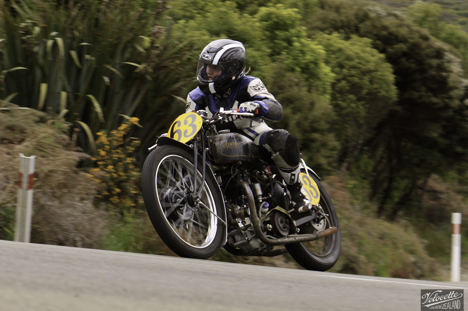 Bluff HIll Climb, Burt Munro Challenge, Flagstaff Road, Francie Winteringham, Motupohue, New Zealand, NZ Hill Climb Champs, Rider 63, Rudge TT Rep 500