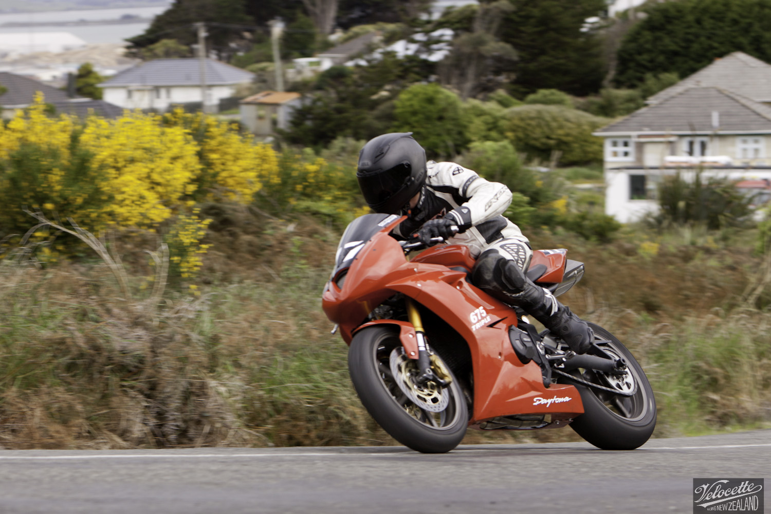 Ben McConochie, Bluff Hill, Bluff HIll Climb, Burt Munro Challenge, Corner 1, Motupohue, New Zealand, NZ Hill Climb Champs, Open Class, Rider 77, Triumph Daytona 675