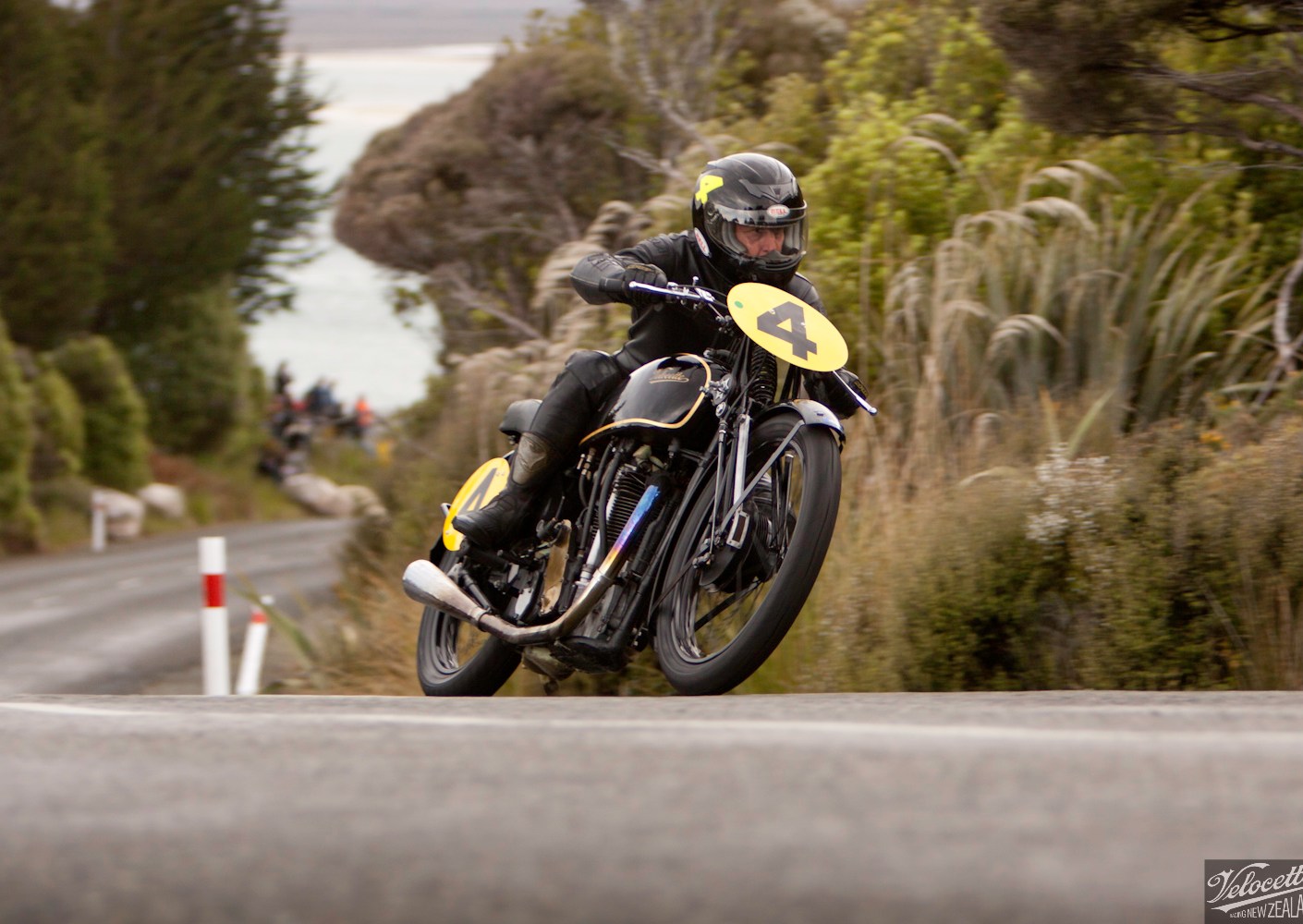 Big Velo 500, Bill Biber, Bluff HIll Climb, Burt Munro Challenge, Flagstaff Road, Motupohue, New Zealand, NZ Hill Climb Champs, Rider 4, Velocette Big Velo 500