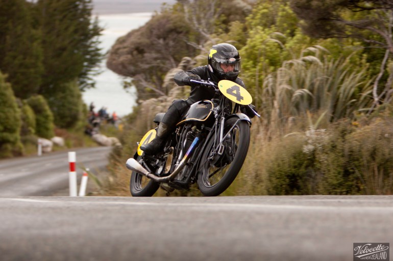 Big Velo 500, Bill Biber, Bluff HIll Climb, Burt Munro Challenge, Flagstaff Road, Motupohue, New Zealand, NZ Hill Climb Champs, Rider 4, Velocette Big Velo 500