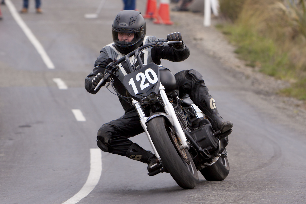 Bluff HIll Climb, Burt Munro Challenge, Flagstaff Road, Harley Davidson FXBI 1450, Motupohue, New Zealand, NZ Hill Climb Champs, Open Class, Rider 120, Tony Campbell