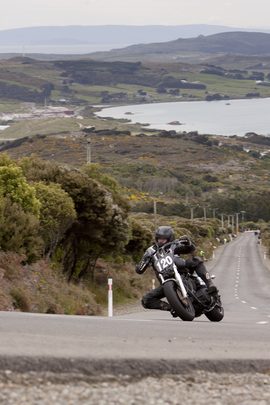 Bluff HIll Climb, Burt Munro Challenge, Flagstaff Road, Harley Davidson FXBI 1450, Motupohue, New Zealand, NZ Hill Climb Champs, Open Class, Rider 120, Tony Campbell