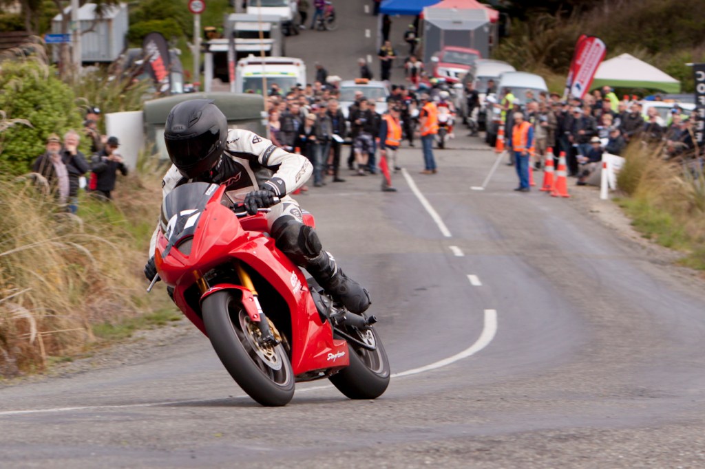 Ben McConochie, Bluff HIll Climb, Burt Munro Challenge, Flagstaff Road, Motupohue, New Zealand, NZ Hill Climb Champs, Open Class, Rider 77, Triumph Daytona 675