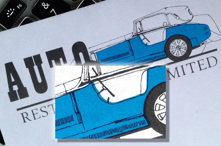 Auto Restorations’ logo on their original 1973 letterhead. The original Auto Restorations logo artwork.