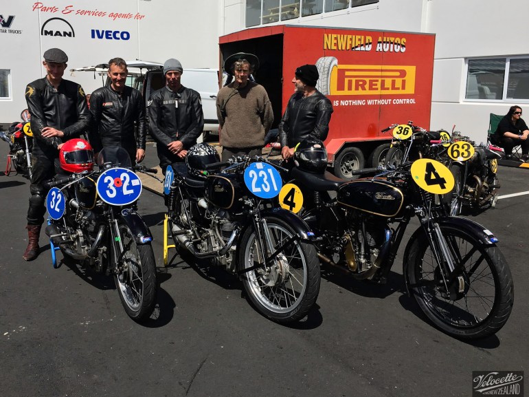 Velocette motorcycle pit culture at the Invercargill Street races