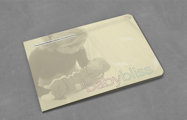 BabyBliss nursery furniture collection A5, bifold landscape brochure