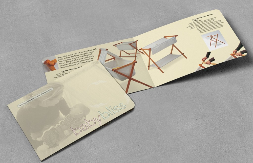 BabyBliss nursery furniture collection A5, bifold landscape brochure