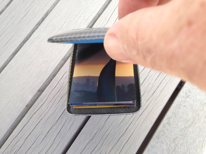 A pocket-size showcase brochure in a custom carbon fibre clam for the kinetic sculptures of Phil Price