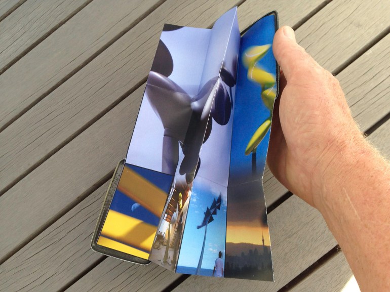 A pocket-size showcase brochure in a custom carbon fibre clam for the kinetic sculptures of Phil Price