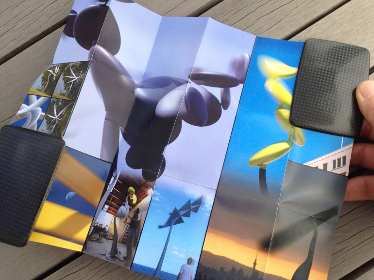A pocket-size showcase brochure in a custom carbon fibre clam for the kinetic sculptures of Phil Price