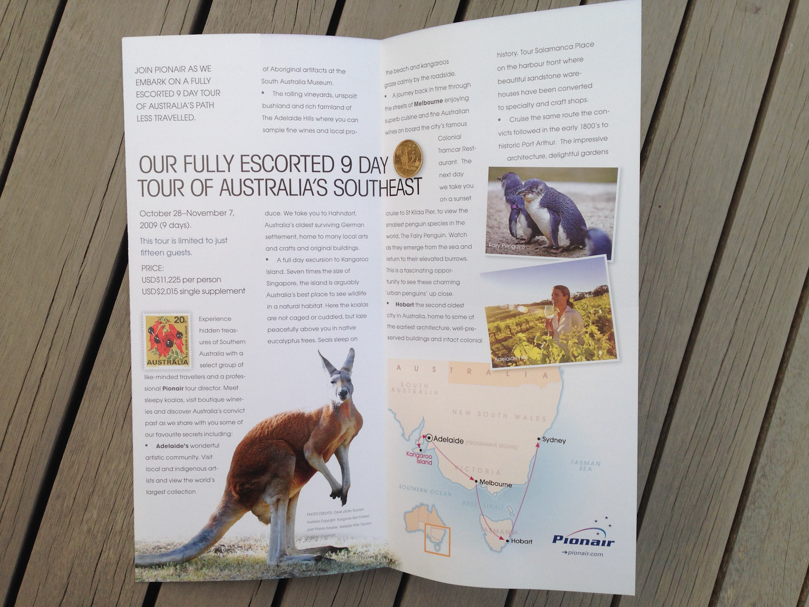 Secrets of Southern Australia, one of a set of 3 escorted tour direct mail brochures designed for the 2009 direct mail campaign to Pionair’s past traveller database and affluent travel agents in the U.S. and the rest of the world