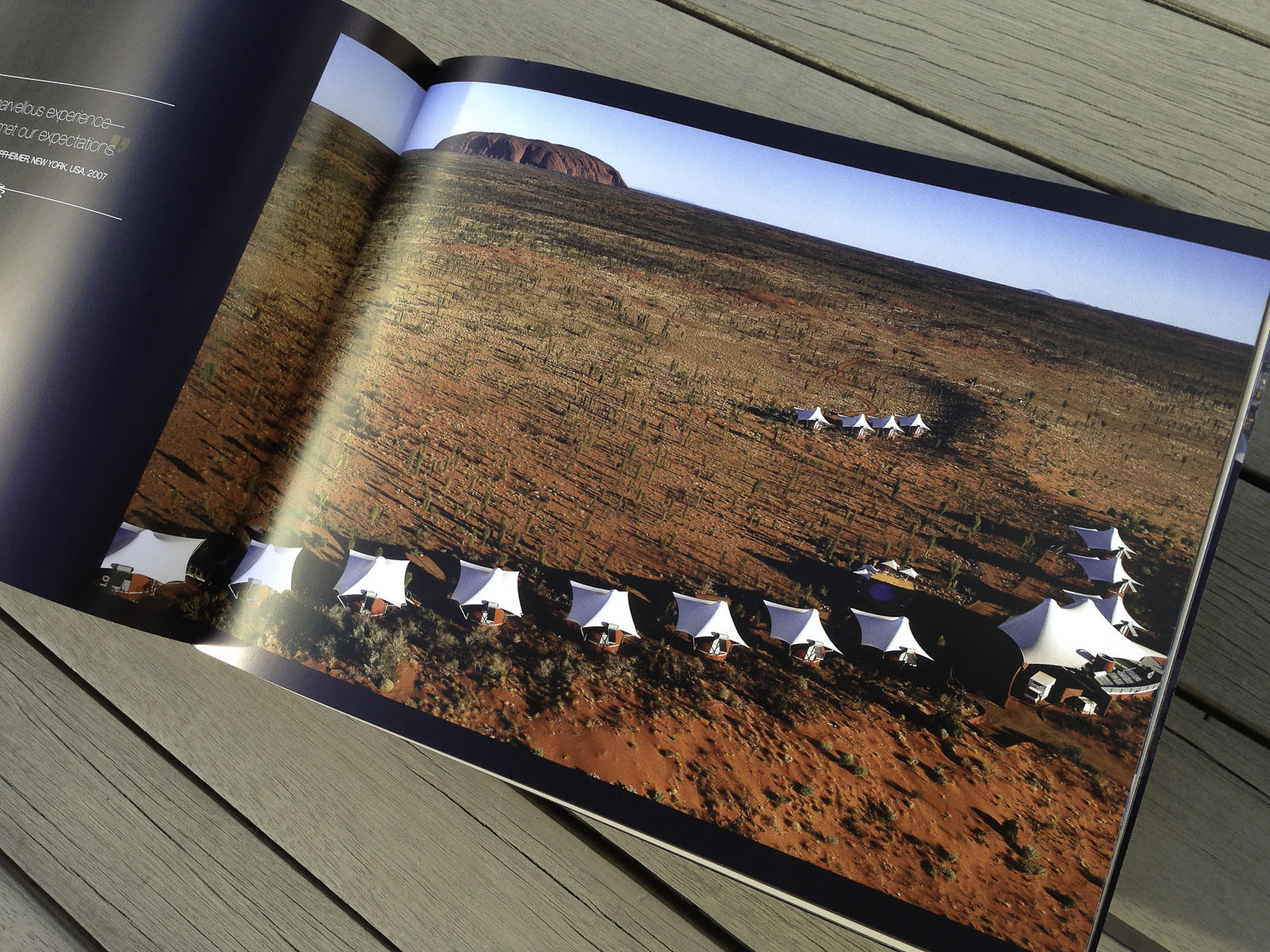 Pionair Unparalleled Journeys travel brochure, booklet format. Ayers Rock/Uluru accommodation spread.