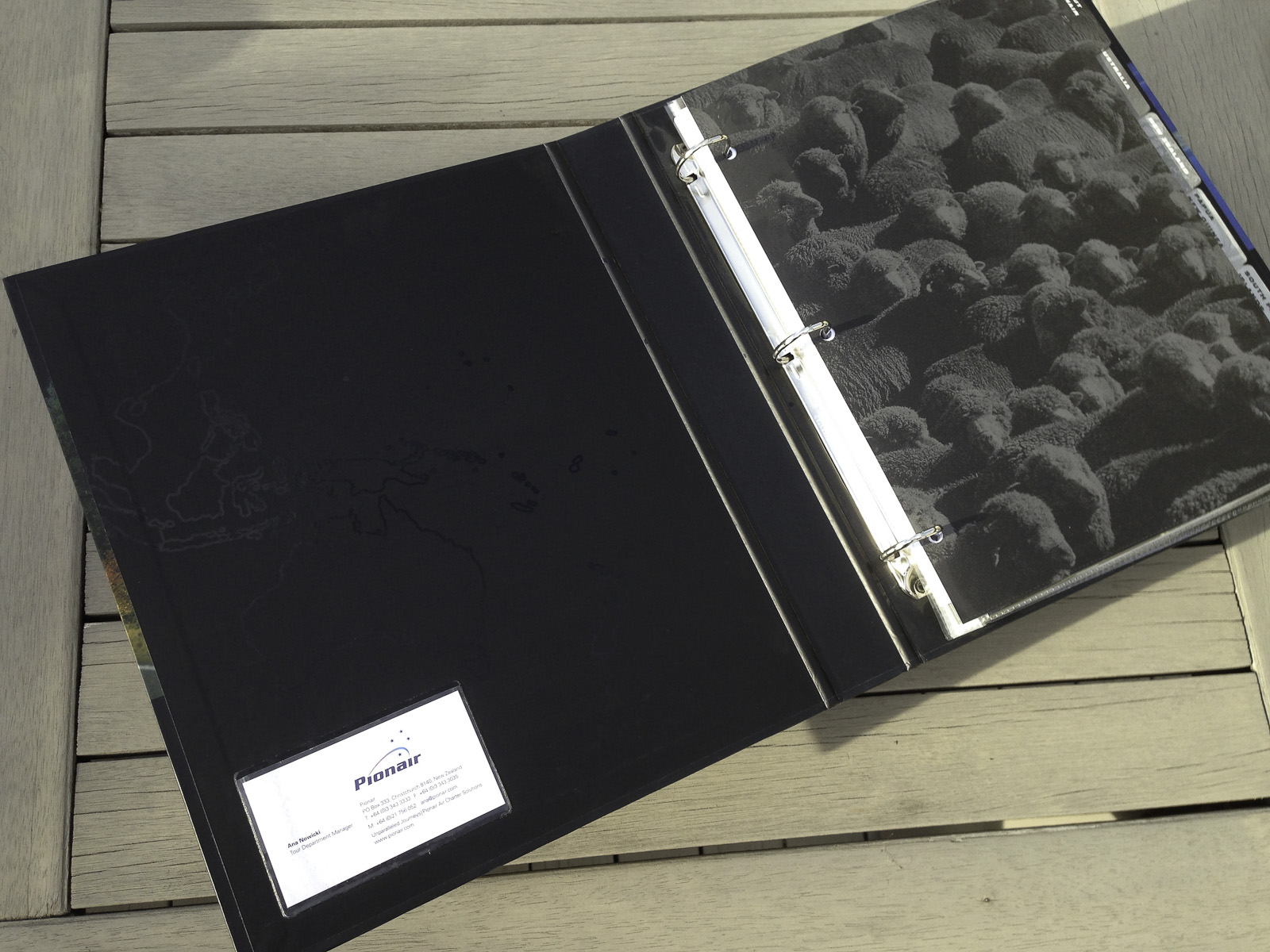 Pionair Unparalleled Journey’s “Affluent Travel” Agency toolkit. Ringbinder of agent information.